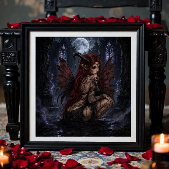 Ravenna Gravebloom Gothic Fairy Wall Art - Dark  Fallen Fae Printable - Fairy Queen- Digital Download