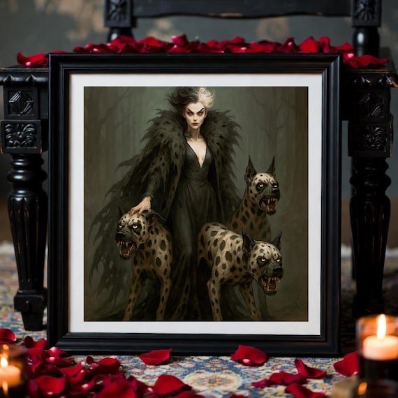 Mistress of the Dalmatians Printable Art – Gothic Horror Queen of Hounds - Cruella Devil Fan-Art