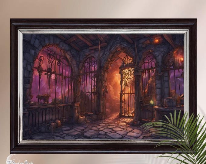 The Alchemist’s Passage Printable Art  | Gothic Fantasy Sorcery Chamber | Witch Craft Scenescape Print (Digital Download)