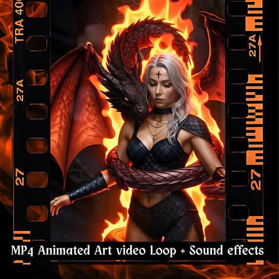 Goddess of the Red Fire Dragon: Animated Fantasy Video (Loop-Ready MP4)