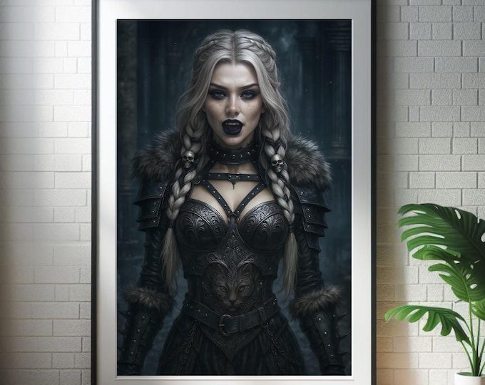 The Catacomb Huntress Gothic Viking Warrior - Dark Fantasy Wall Art
