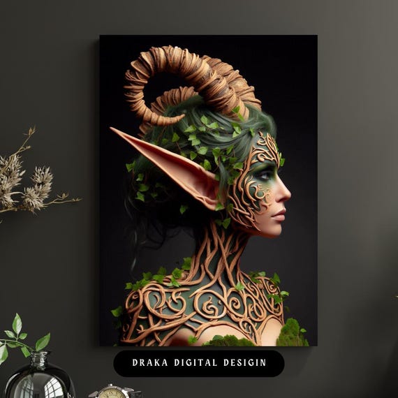 Forest Elf Digital Print: Mythic Nature Sprite - Instant Download