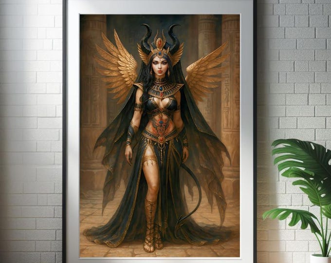 Sekhmet Printable Art: Gothic Egyptian Goddess, Dark Fantasy