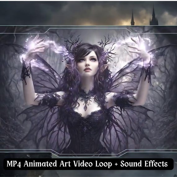 Dark Gothic Fairy Animation MP4 – Loop‑Ready Magic Clip – Fantasy Digital Download Video