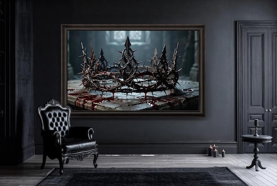 Dark Fantasy Crown Print: Thorn and Iron Bleeding Design - Gothic Art