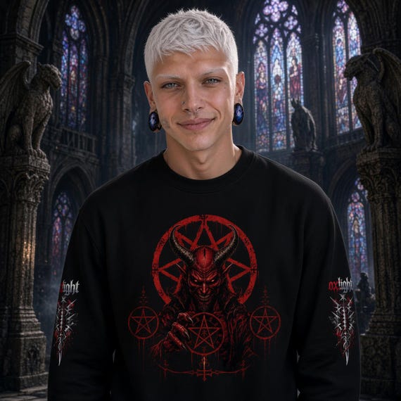 Infernal Sovereign Demon Unisex Sweatshirt - Gothic Occult Crewneck - Dark Fantasy Pullover - Satanic  Jumper