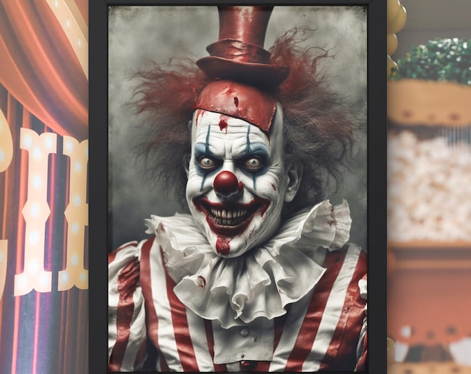 Creepy Circus Clown Art Print: Grinveil the Bloodbound (Digital Download)