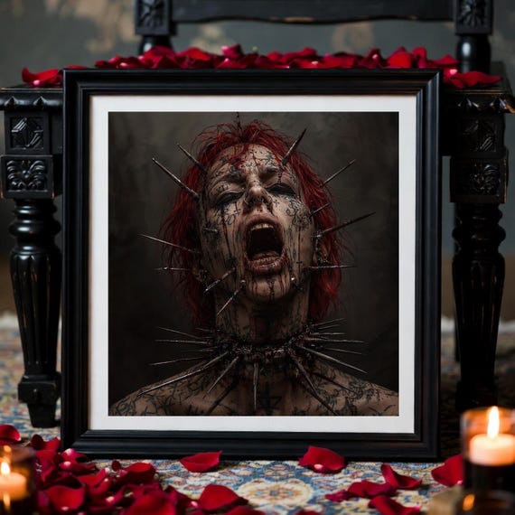 Tortured Soul Gothic Digital Art: Tattooed Horror Character (Digital Download)