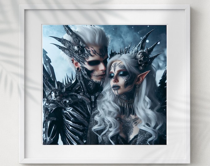 Gothic Fantasy Couple Art: Death Knight and Fae Queen
