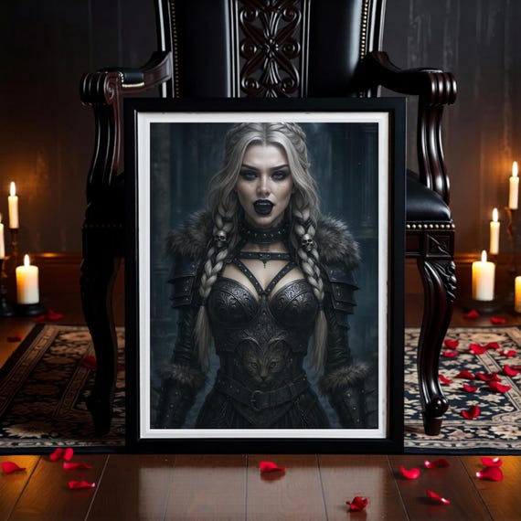 The Catacomb Huntress Gothic Viking Warrior - Dark Fantasy Wall Art