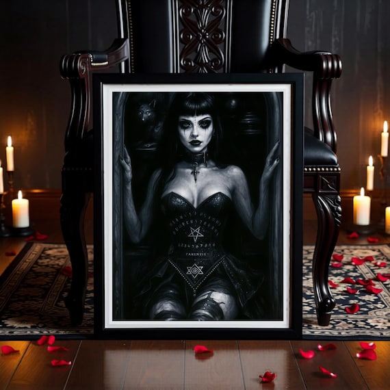 Gothic Witchcraft Wall Art • Dark Fantasy Occult Spirit Ouija Board Print - Gothic Bedroom Decor