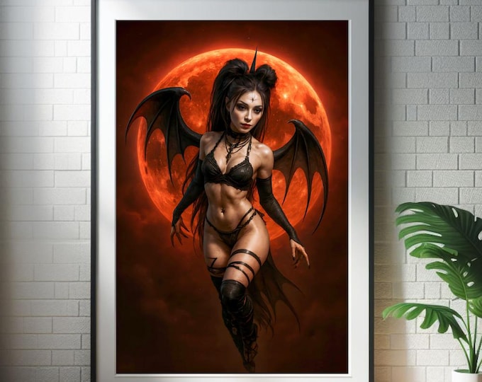 Crimson Eclipse Empress Artwork: Dark Fantasy Demon Queen