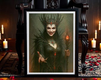 Gothic Hexe Wand Kunst zum Ausdrucken - Dark Sorceress Print | Witch-core Decor (Instant Download)
