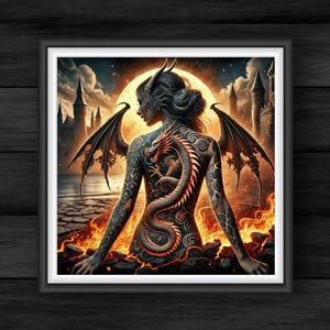 Dragon Goddess Print: Ember Moon Fantasy Art (Digital Download)