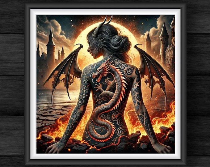 Dragon Goddess Print: Ember Moon Fantasy Art (Digital Download)