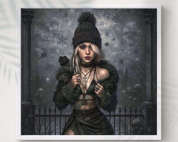 Midnight Skull Artwork: Gothic Winter Scene - Digital Download