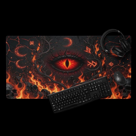 Dragon Eye Gaming Mouse Pad • Large Extended Desk Mat • Fantasy Design • Gamer Setup Accessory