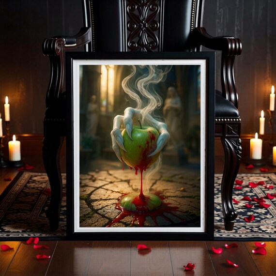 Forbidden Offering Art: Dark Fantasy Apple - Ghostly, Gothic Style