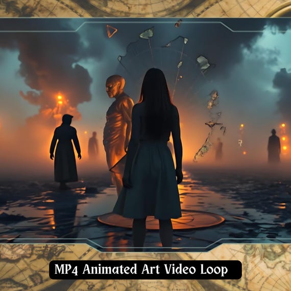 Gothic Animated Fantasy Art – The Lost Compass MP4 Loop – Surreal Dreamscape Projection Video