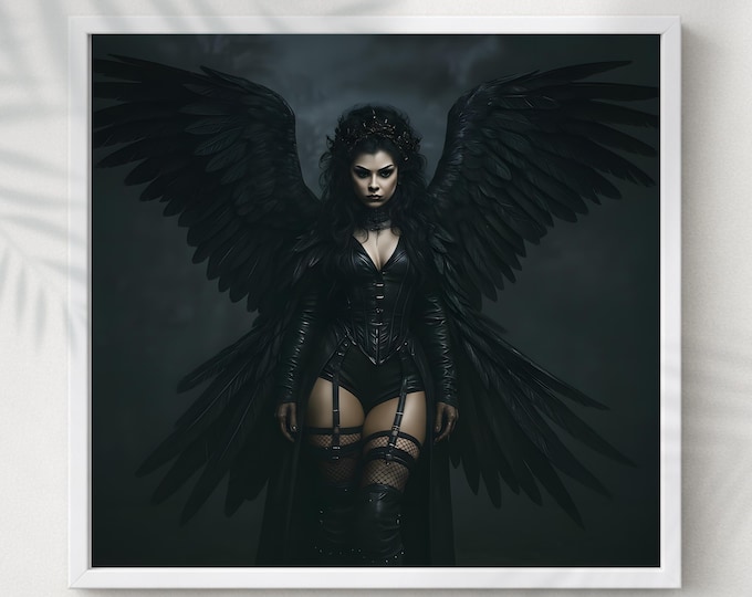 Velmira Raven Queen Print: Gothic Dark Fantasy Art (Digital Download)