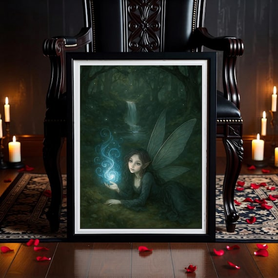 Forest Fairy Printable Art - Moonlight Magic, Gothic Style