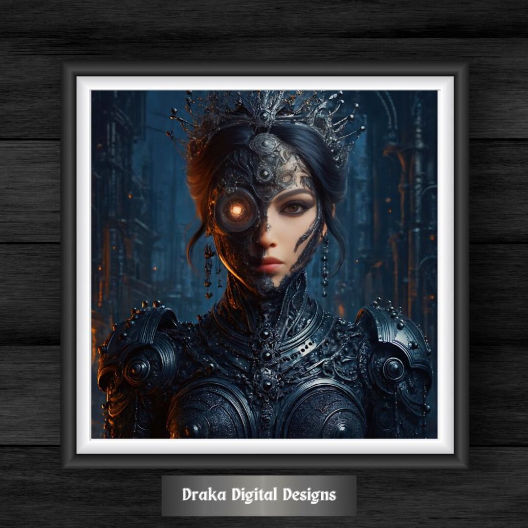 Cyborg Queen – Gothic Sci-fi Printable Wall Art, Regal Steampunk ...