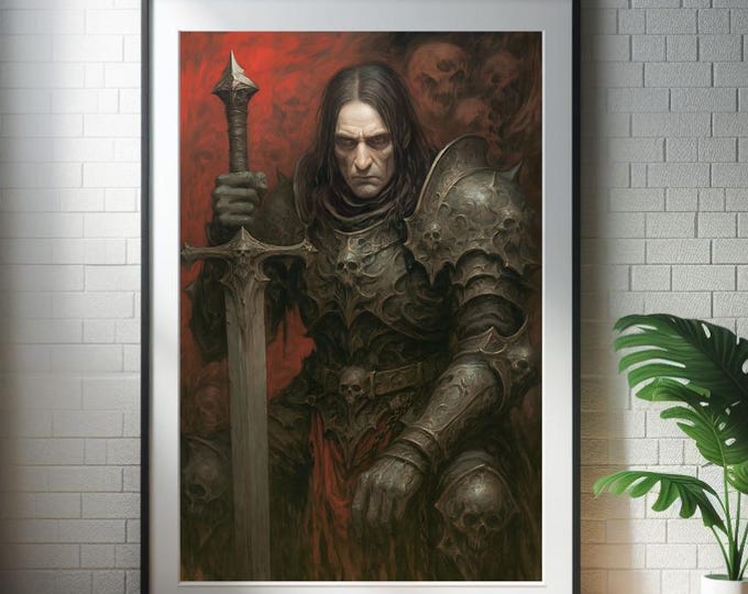 Gothic Skull Knight Art - Dark Fantasy Digital Print