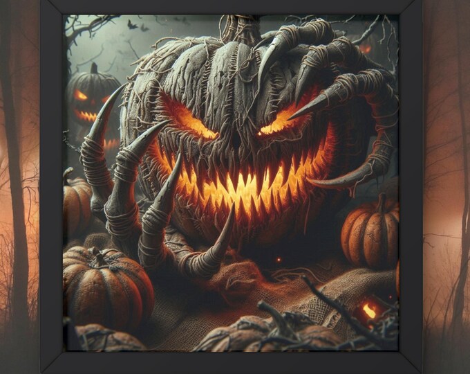 Gothic Halloween Pumpkin Art: Cursed Harvest Lantern Named 'Hollowthorn'(Digital Download)