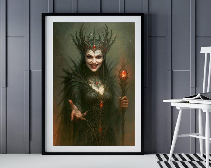 Thornblood Queen Print: Gothic Witch Wall Art (Instant Digital Download)