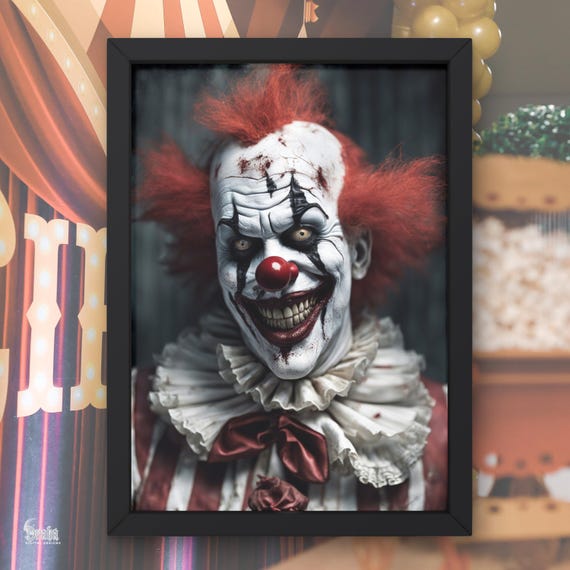 Horror Clown Art Print • Surreal Creepy Circus Jester • Gothic Wall Decor  Print (Digital Download)