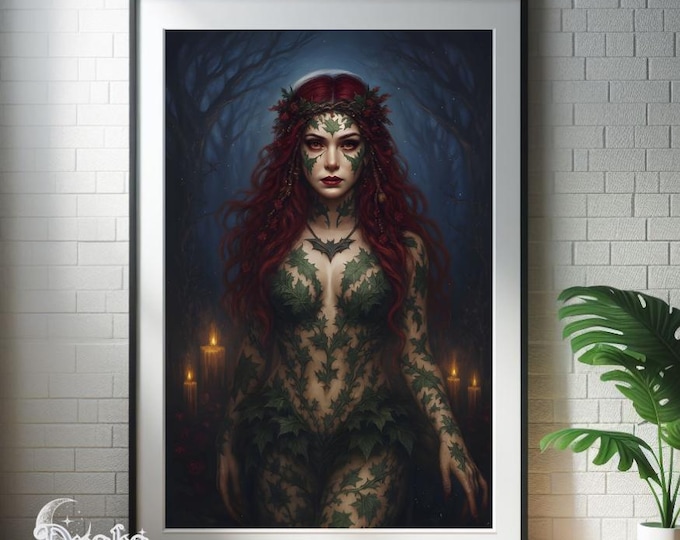 Poison Ivy Portrait Print: Dark Botanical Fantasy (Instant Download)