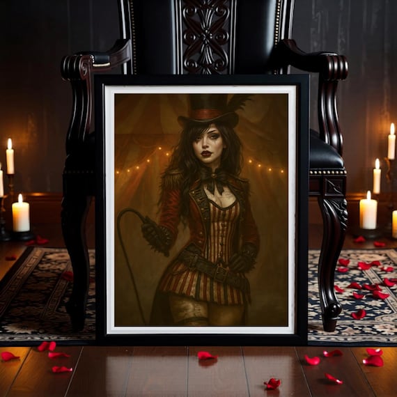 Victorian Circus Ringmaster Art: Gothic Steampunk Fantasy Print
