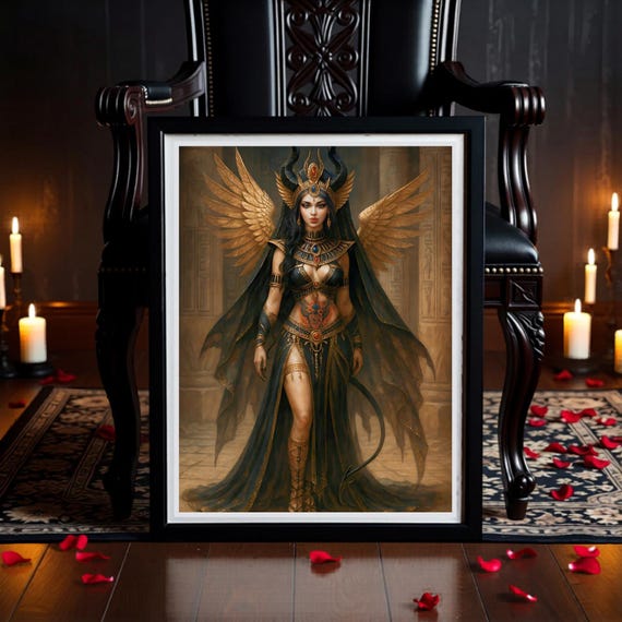 Sekhmet Printable Art: Gothic Egyptian Goddess, Dark Fantasy