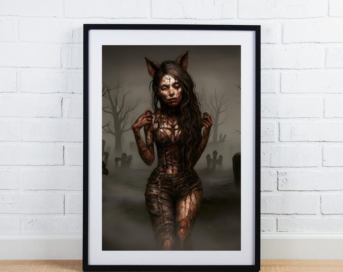 Dead Spirit Cat Gothic Horror Printable Art | Pet Sematary Stephen King Inspired Wall Print