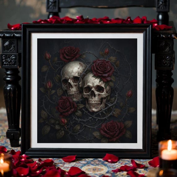 Vines of the Eternal | Gothic Skull Print | Dark Rose & Bone | Macabre  Artwork | Occult Wall Art