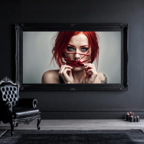 Printable Portrait Art: Red Haired Woman - Surreal Emotional Design