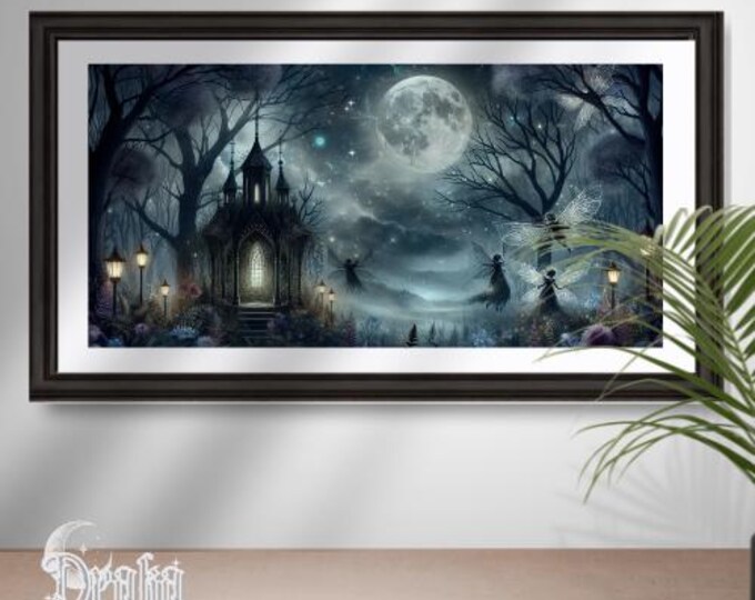 Mystical Fairy Forest Print: Gothic Summer Night (Digital Download)