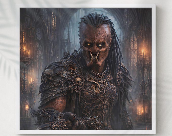 Infernal Apex Stalker Print: Gothic Demon Hunter (Digital Artwork)