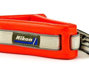 Vintage Nikon Floating Camera Strap: Silver Gray w Hi-Vis Orange, Collectible