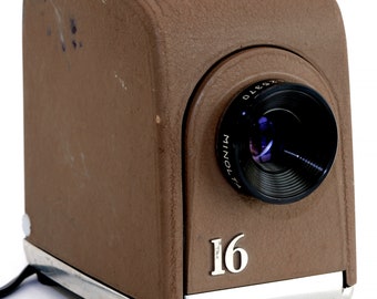 Minolta Mini 16 Projector w 40mm f/2.5 P-Rokkor Prime Lens In Original Case 16mm Film Slides Works Well NiCE!