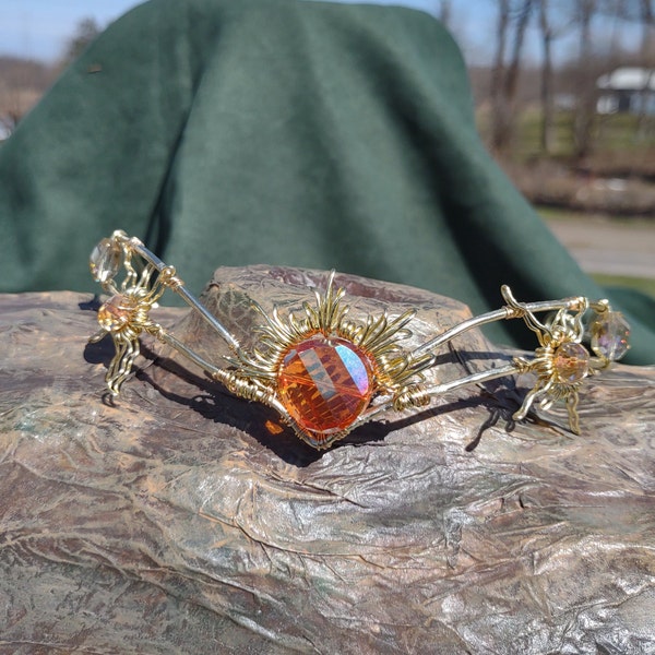 Sun Gold Fairy Elf Crown Circlet Headpiece