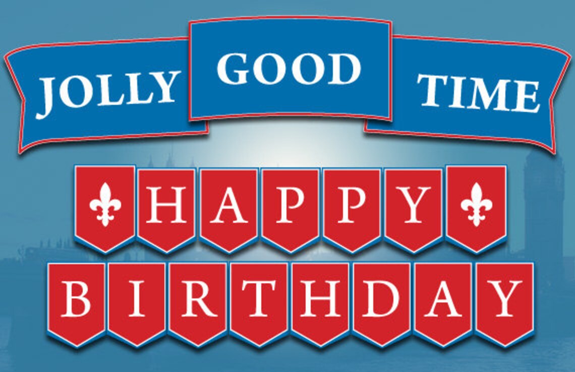 London Party Printables British Party Birthday Banner Tent Cards ...