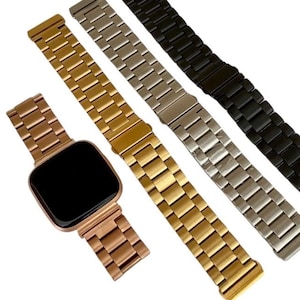 Fitbit Versa Stainless Watch Band 1-2-Lite Versa 3-4 Sense 1-2  20MM-22MM Silver-Gold-Black-Rose Gold with Resizing Tool