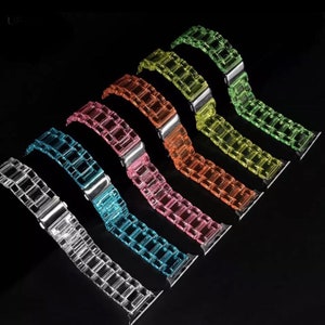 Apple Watch Band Transparent Clear Resin Watchband 38/40/41MM 44/44/45/49MM 42/46MM Series 10 Men&#39;s and Women&#39;s Watchband with Resizing Tool