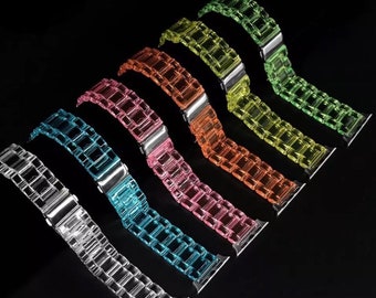 Clear Resin Watchband For Apple Watch / Color Options