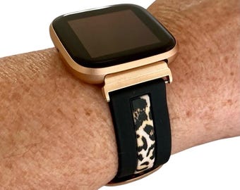 Fitbit Versa/Sense Silicone Cheetah Watchband: Black, Pink, Gray