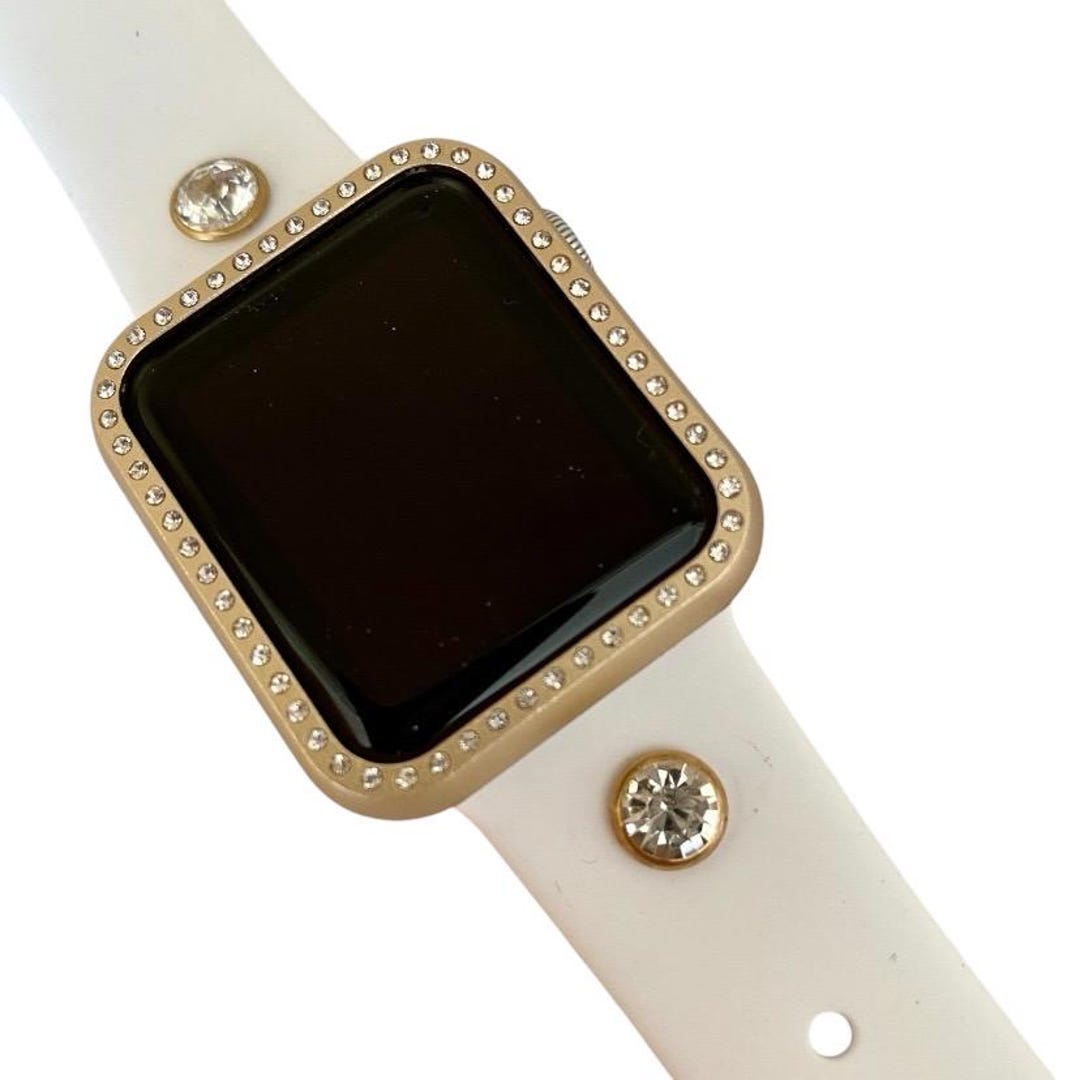 Apple Watch Band White Silicone Watchband Crystal Rivet 38/40