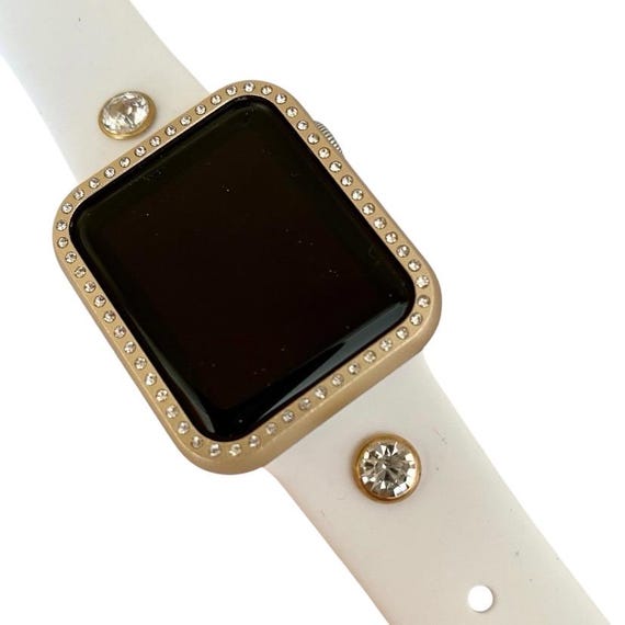 Apple Watch Band Crystal Rivet Silicone Watchband Set Watch Case