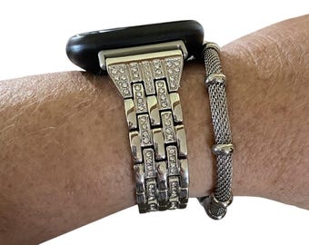 Rhinestone 20MM Watchband Bracelet Set Compatible with Fitbit Versa / Wedding Jewelry