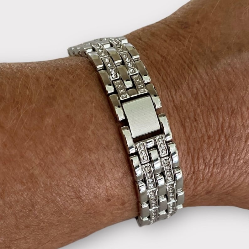 Rhinestone 20MM Watchband Compatible with Google Pixel Watch : Color Options Silver